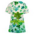 thumbnail image 1 of Camiseta de enfermera para mujer de Honeeladyy con estampado de trébol del Día de San Patricio, ropa de trabajo, cuello en V, manga corta con bolsillo, 1 of 3