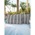 thumbnail image 4 of Outdoor Pillows Waterproof, Black Botanical Throw Pillows with Inserts Included, Modern Farmhouse Striped Indoor Outdoor Decorative Lumbar Pillow for Bed/Couch/Patio 12"x20", 2Pcs, 4 of 8