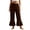 Brown, variant on Women Elastic Waist Flared Calf Length Pants Solid Tone Loose Outdoor Casual Daily Bottom Trousers(Coffee,M)