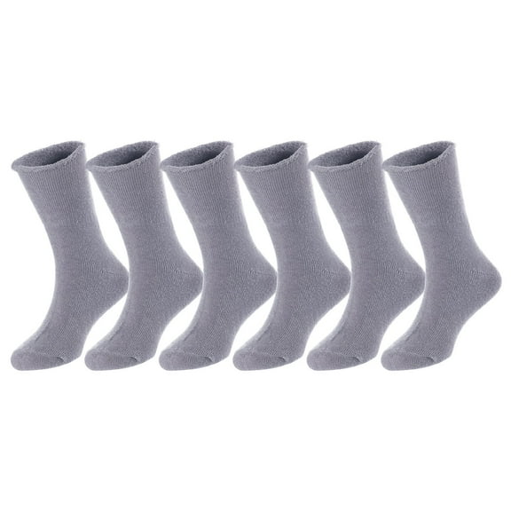 6 Pairs Children's Wool Crew Socks for Boys and Girls. Durable, Stretchable, Thick & Warm Sweat Resistant Kid Socks LK0601 Size 6M-12M (Grey)