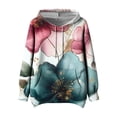 thumbnail image 2 of Sweatshirts for Women Plus Size Hooded Pocket Long Sleeved Print Loose Off Shoulder Sweatshirt S-5XL Pink XL, 2 of 4