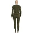 thumbnail image 3 of Akmipoem Women Plus Two Piece Outfits Sweatsuit Striped Round Neck Pullover Skinny Long Pants Tracksuit Green 3XL, 3 of 5