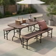 thumbnail image 3 of Topcobe 6 Feet Folding HDPE Bench with 1320 LBS Capacity and Handle Lock, Outdoor Patio Furniture for Garden Backyard Pool Deck-Brown, 3 of 8