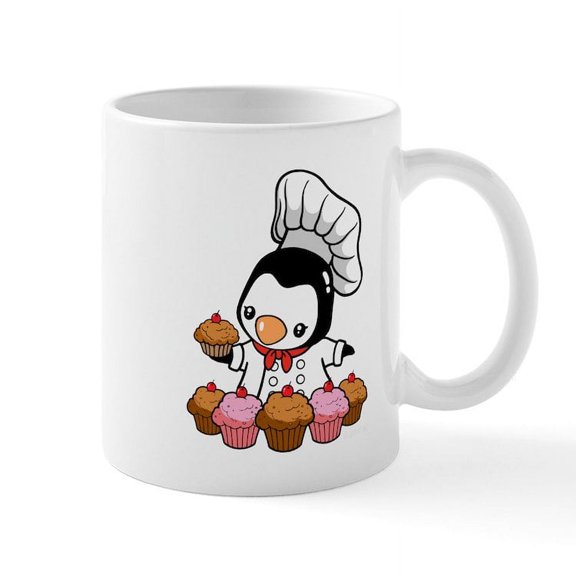 CafePress - Chef Penguin - 11 oz Ceramic Mug - Novelty Coffee Tea Cup