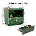 thumbnail image 6 of YOCWO Nightstand Set of 2 with Drawers and Charging Station for Bedroom, Mid Century Bedside Table with Open Shelf for Storage, Arched Drawer and Fluted Side, Green, 6 of 7