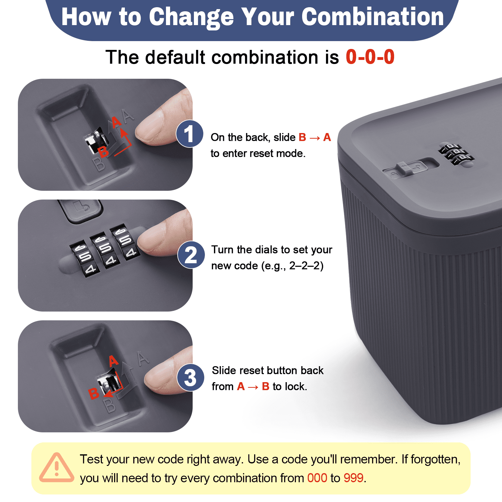 Locbbi Small Lock Box for Medication with Code, Upgrade Plus Size Medicine Lock Box with 3 Combination Locks, BPA-Free Plastic Lockable Storage Bin for Phone, Snack, Fridge, Home, Office, School