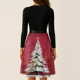 thumbnail image 6 of Women's Casual Fashion V Neck Long Sleeve Christmas Printed Party Vintage Dress for Holiday Events and Retro Style, Perfect for Women's Evening Wear,Red,M, 6 of 6