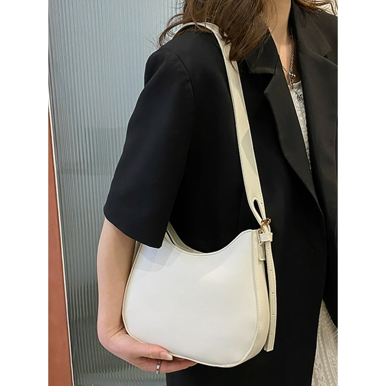 Sanviglor Women Shoulder Bag Designer Crossbody Bags Multi Pockets Purse  Handbag Zipper Ladies PU Leather Bucket Retro Large Capacity White