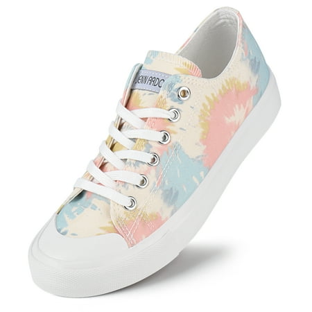 JENN ARDOR Women s Canvas Sneakers Low Top Lace-Up Classic Casual Shoes Fashion Flats