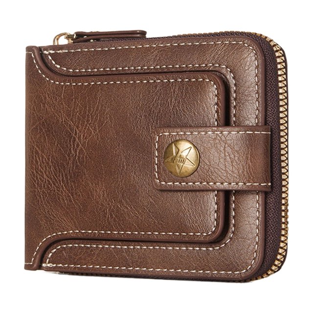 Minnieouse Cartera multifuncional para el hogar y comercial, cartera corta para hombre de gran capacidad, moda Retro Accesorios de disfraces D5993 marrón claro