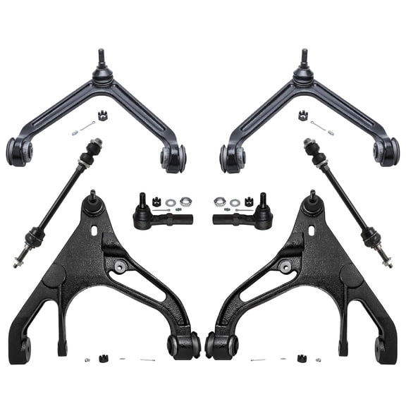 Detroit Axle - Front Upper & Lower Control Arms w/ Ball Joint   Tie Rod   Sway Bar Replacement for 2002-2005 Dodge Ram 1500 4WD - 8pc Set