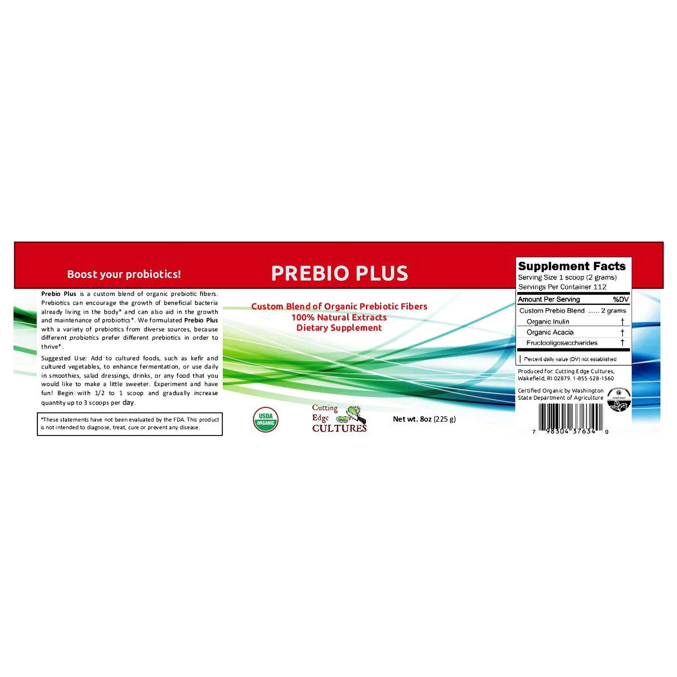 Cutting Edge Cultures Prebio Plus Prebiotic Fiber Powder BEST Custom Blend of Organic Prebiotic Fibers Dietary Supplement 8 oz