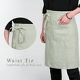thumbnail image 5 of 100% Linen Bistro Apron with Pockets 25x35 inch - Unisex Half Apron - Sage, 5 of 7