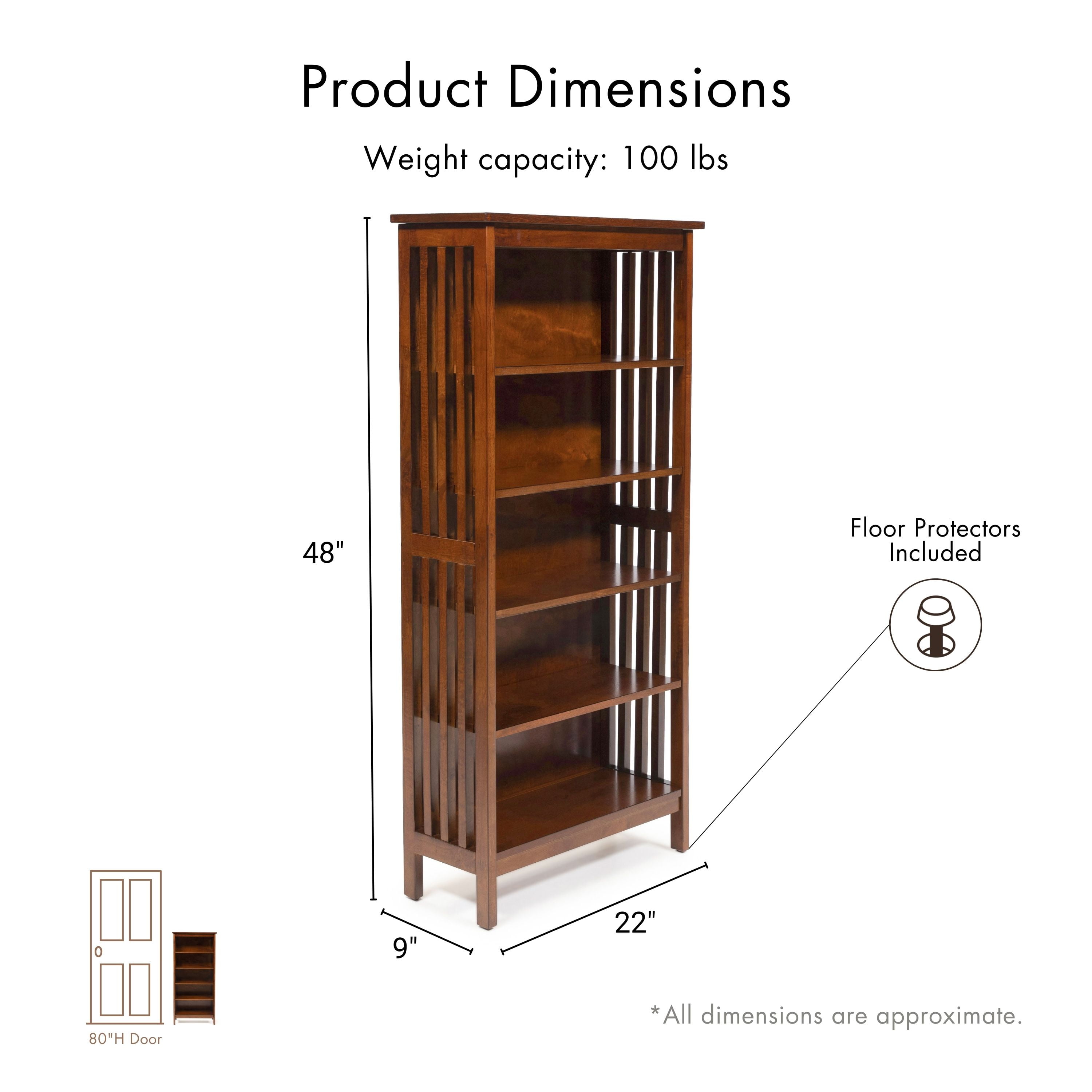 Furniture of America Aziz 5-Shelf Bookcase, Antique Oak