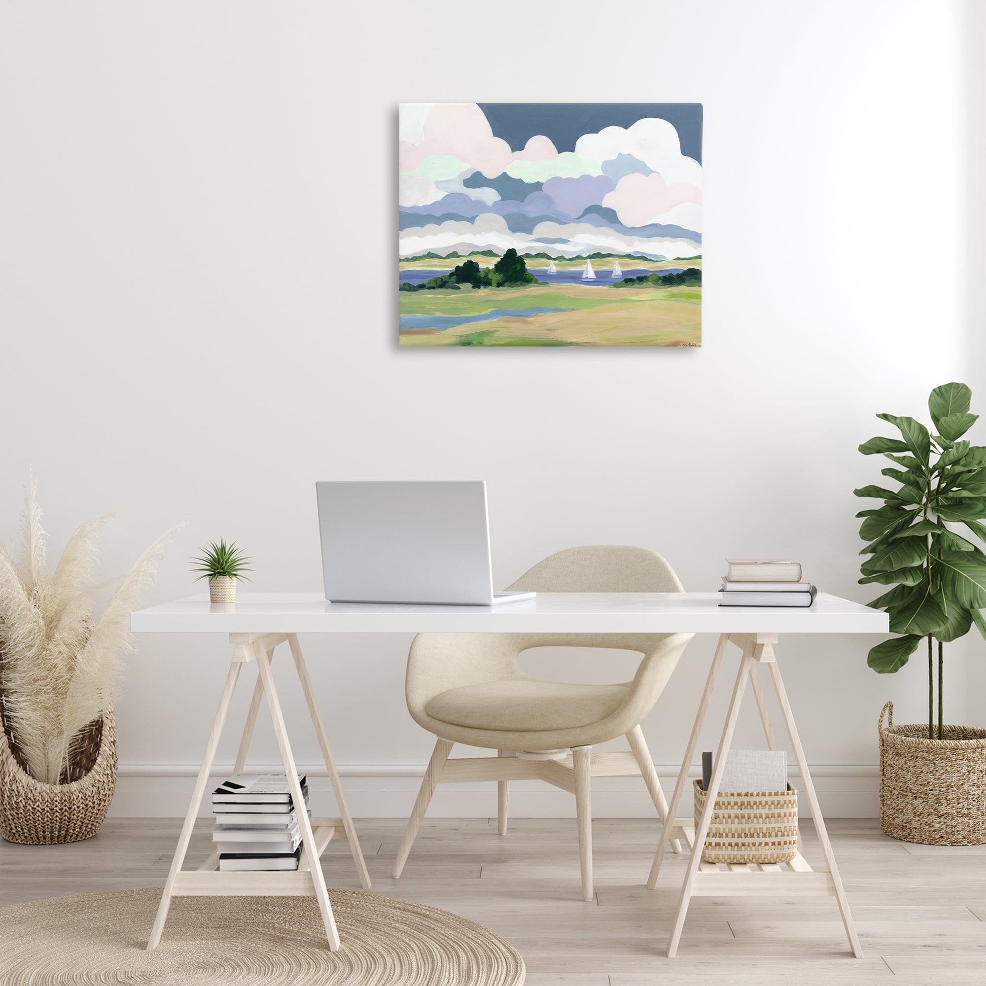 Stupell Industries Billowing Clouds Countryside Landscape & Nature Painting Wrapped Canvas Art Print Wall Art, 30 x 24