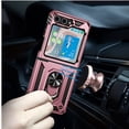 thumbnail image 4 of For Samsung Galaxy Z Flip 5 Hybrid Dual Layer with 360 Degree Rotatable Ring Stand Holder Fit Magnetic Car Mount Cover ,Xpm Phone Case [ Rose Gold ], 4 of 5