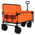thumbnail image 6 of 3-in-1 Convertible Folding Wagon Cart with Bench Seat & Storage, 500lbs Heavy-Duty Utility Wagon, 180L Capacity All-Terrain Wheels for Camping, Beach, Sports, Garden, Orange, 6 of 14