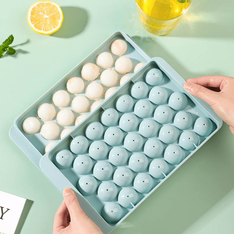 4 Packs Small Ice Cube Trays Mini Circle Ice Cube Tray Round Ice Ball Maker  Mold with Lid Bin 132Pcs Ice Cubes for Chilling Drinks Coffee Juice  Cocktail