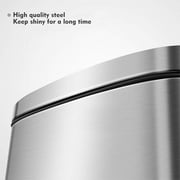 LAZY BUDDY Stainless Steel Step Trash Can, Kitchen Garbage Can with Soft-Close Lid, Rectangular