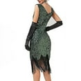 thumbnail image 4 of Robe de Soirée Semi-Formelle pour Femmes Robe à Sequins Robe Fourreau Robe Midi Noire Rose Or Sans Manches Col en V Costume Robe Fantaisie, 4 of 5