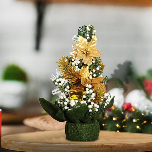 HANDIED Desktop dress up Artificial Christmas Tree 8 Inch Tabletop Christmas Tree With Ornaments For Christmas Decoration