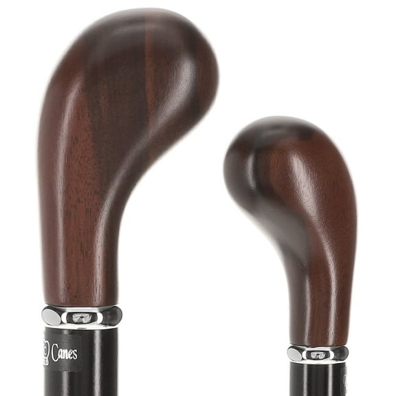 Royal RC Canes Elegant Walking Cane with English Knob Cocobolo Wood Handle & Black Beachwood Shaft – Stylish Walking Cane for Men and Women – Durable Cane, Classic and Silver Collar
