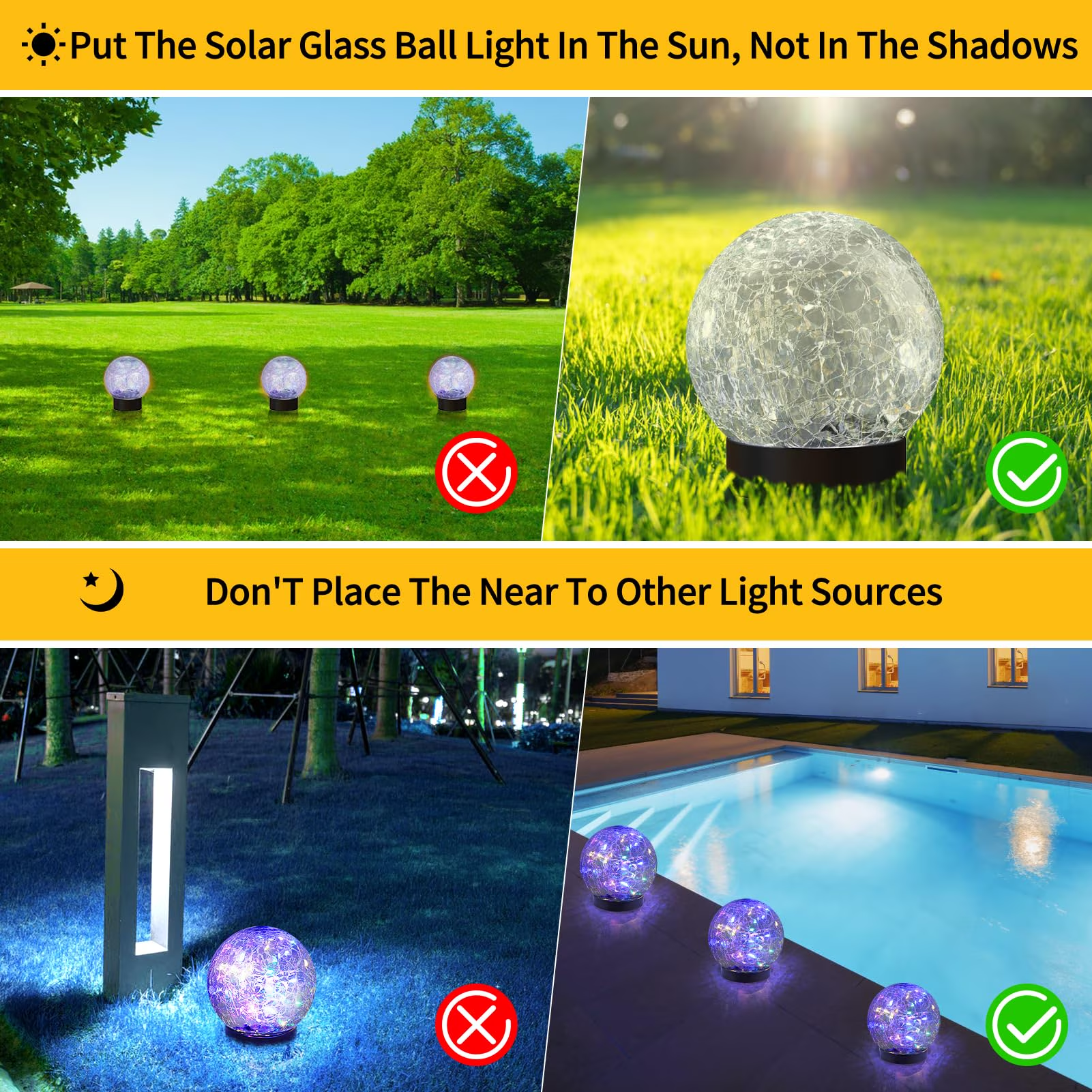 Mehoom Solar Globe Lights, 4 Pack 5 Inch Cracked Glass photo 3