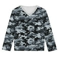 thumbnail image 4 of Ugoldhm Girls Camo Shirts V Neck Tunic Printed Tops Fall Going Out Outdoor Workout Tees, 4 of 8