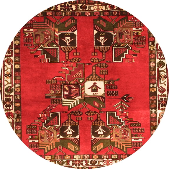 Ahgly Company Indoor Round Persian Orange Traditional Area Rugs, 7' Round