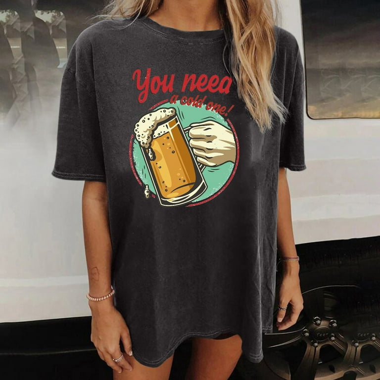 Shirts For Women Oktoberfest Beer Festival Graphic Tshirts Short Sleeve  Clothes Oversized Loose Fitted Tops
