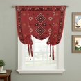 thumbnail image 2 of Red Boho Tie Up Curtains for Windows, Adjustable Balloon Window Shades, Country Tribe Ethnic Geometric Stripes Art Kitchen Window Treatments Farmhouse Short Curtains with Rod Pocket 42"x45", 2 of 8