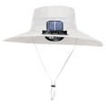 thumbnail image 2 of Sombrero para el sol, ajustable, de ala ancha, recargable, con ventilador, sombrero de pescador con gris claro, 2 of 9