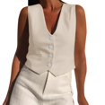 thumbnail image 4 of Women Clearance Women's Casual Jackets Women's V Neck Buttons Vest Summer Fashion Elegant Chic Sleeveless Single OuterwearVests Female Casual Waistcoat Tops, 4 of 8