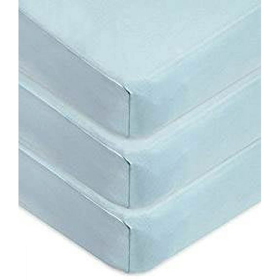 TL Care 3 Pack 100% Natural Cotton Fitted Crib Sheets 52" x 28" - Soft, Breathable, Hypoallergenic & Gentle Toddler Bed Sheets, Blue, Neutral for Boys & Girls
