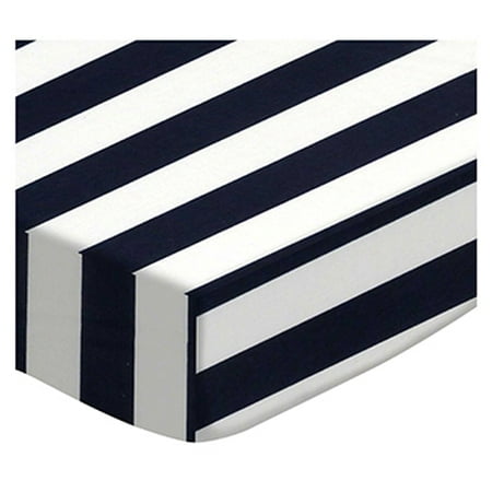 SheetWorld Fitted 100% Cotton Percale Play Yard Sheet Fits BabyBjorn Travel Crib Light 24 x 42, Navy Stripe