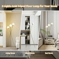 thumbnail image 2 of Maxax 65" Gold Tripod Floor Lamp, 3 Lights Metal Tripod Standing Lamp with Glass Globe Shade for Living Room, Bedroom Office, 2 of 8