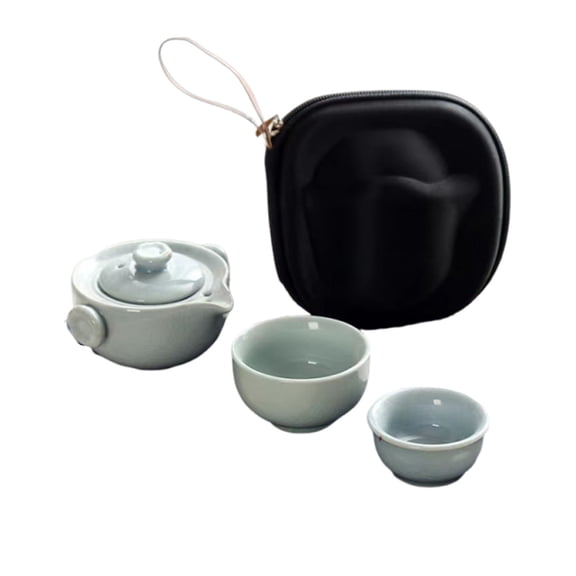 Chinese portable tea set, porcelain Gongfu tea set, elegant Japanese teapot teaware set, teapot set with bag for hotel friends, traveling tea lovers, picnic