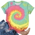 thumbnail image 4 of Tie Dye Tees for Women Rainbow Short Sleeve Crewneck Fashion T Shirts Funny Casual Loose Fit Tops 2025, 4 of 5