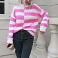 thumbnail image 5 of LEBONYARD Fall Sweaters for Women Savings Clearance 2024,Womens Sweaters Clearance under $5,Women's Clothing Design Striped Sweater Loose Winter Long-sleeved Knitted Sweaters New Pink L, 5 of 9