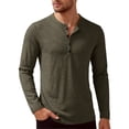 thumbnail image 5 of Men's Slim Fit Henley Shirts With Long Sleeves And Button Placket, Casual Basic Tees Featuring Solid Color Design Army Green L, 5 of 5