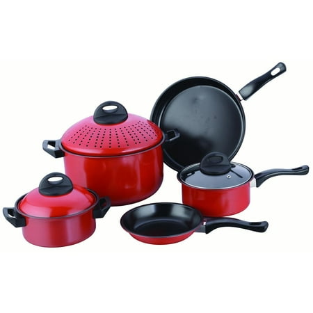 Cookware set Kitchen Pasta Pot With Strainer Lid Sauce Frying Pan 8 pcs. Set