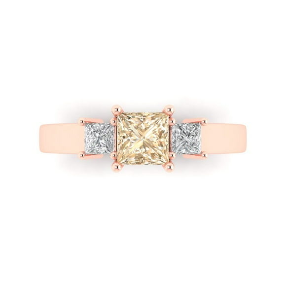 Three-Stone Engagement Ring for Women - 1.11ct Natural Morganite in 18K Rose Gold Promise Ring