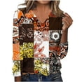thumbnail image 2 of Uootdi Fall Fashion Must Haves Womens Cross V Neck Button Down Long Sleeve Gift Shirts Floral Printed Tunic Tops Fall Casual Outf, 2 of 6