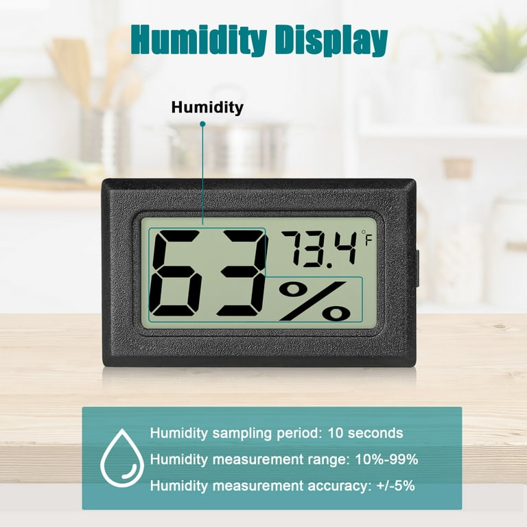 Mini Digital Thermometer Hygrometer Indoor Humidity Monitor Temperature  Humidity Gauge Meter with Fahrenheit (℉) for Humidors, Greenhouse, Garden