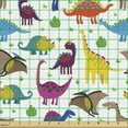 thumbnail image 2 of Ambesonne Cartoon Fabric by the Yard Upholstery, Colorful Funny Dinosaurs, 1 Yard, White and Multicolor, 2 of 5