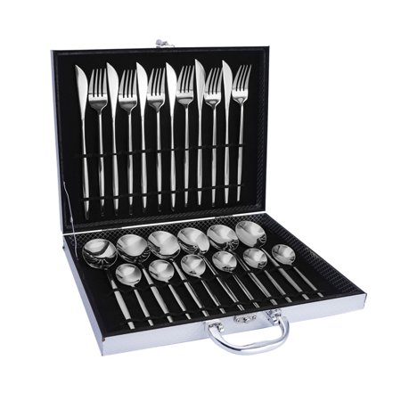 

Tomfoto 24Pcs Dinnerware Set With Gift Box Stainless Steel Kitchen Cutlery Set Fork Spoon Flatware Minimalist Tableware