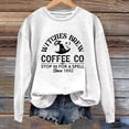 thumbnail image 2 of Trendfront Womens Halloween Witches Brew Coffee Crewneck Long Sleeve Graphic Print Letter Print Fall Theme Top Pullover Sweatshirt, 2 of 4