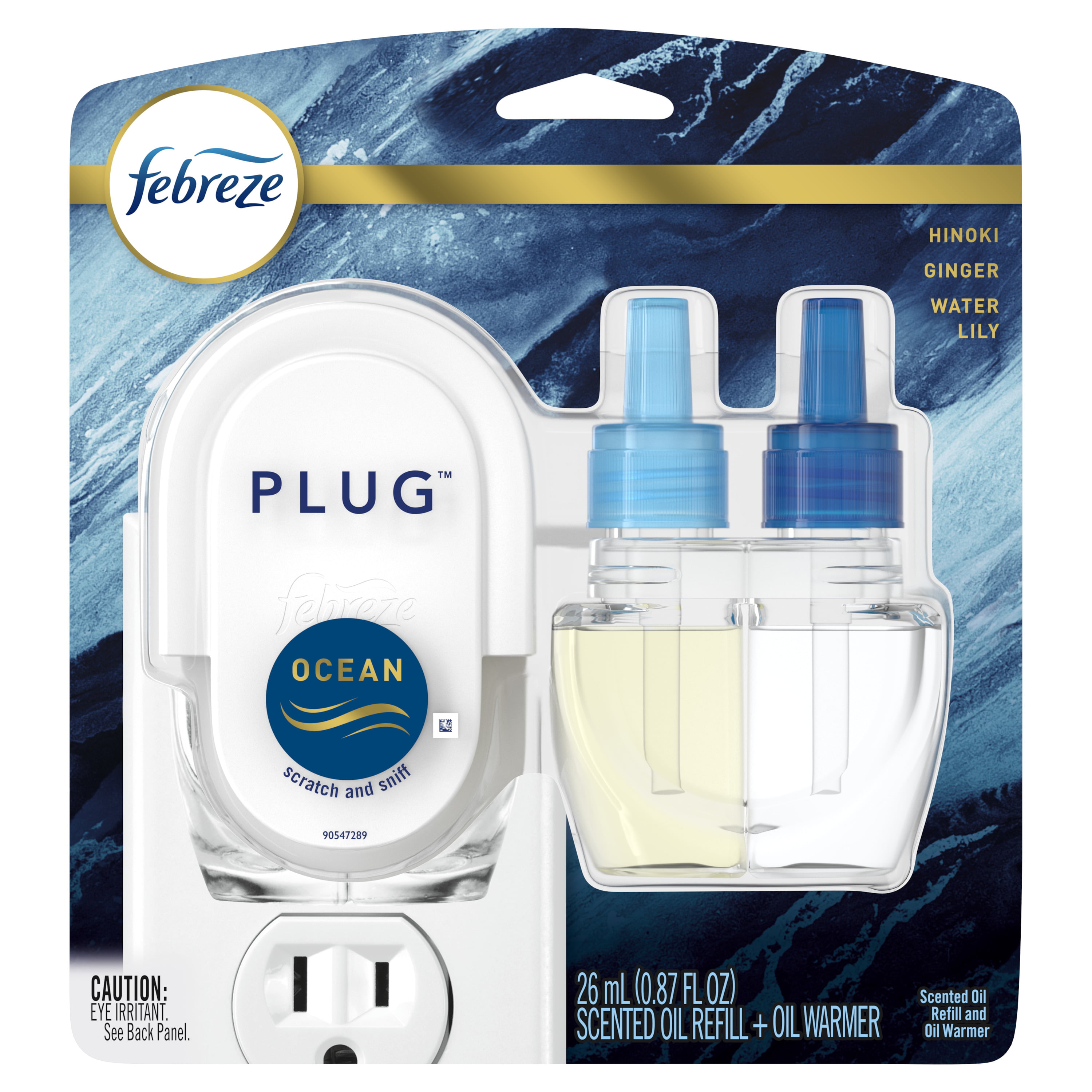 Febreze Plug OdorEliminating Air Freshener, Ocean, Starter Kit