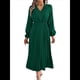thumbnail image 1 of Vestido Informal de Otoño para Mujer, de Larga, con Escote en V y Pliegues, Corte A. Verde Oscuro M, 1 of 7