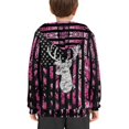thumbnail image 4 of Xoenoiee Girls Hoodies Hooded Sweater with Front Kangaroo Pocket Pullover Sweatshirt Long Sleeve Hoodies for Age 6-16 Years Travel Workout Walk, Camo Forest American Flag Antler Print, M, 4 of 7